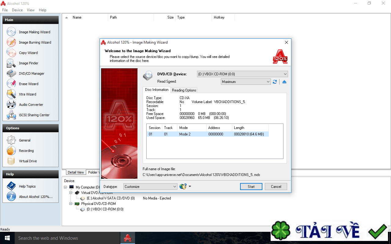 Alcohol 120%: Tạo ổ đĩa ảo và ghi đĩa